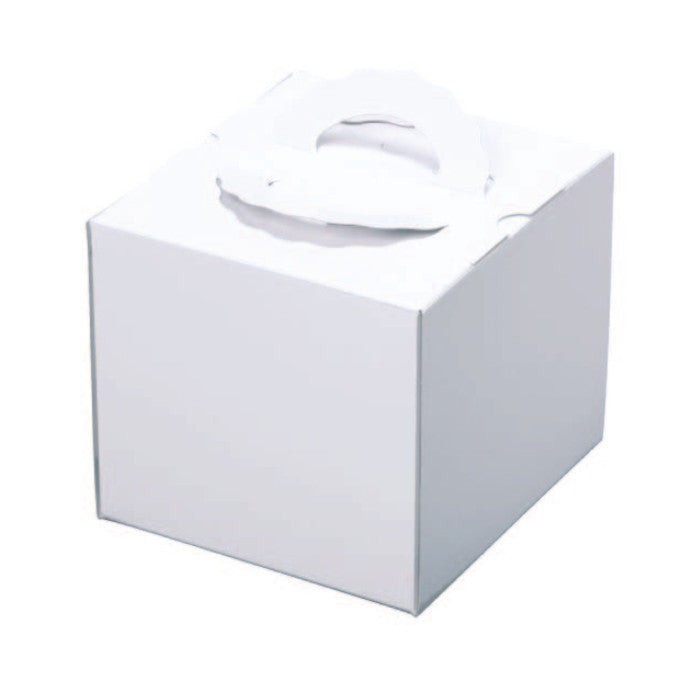 11-1/8 x 11-1/8 x 7-7/8" White Cake Box with Handle (200TD8)