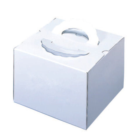 10 x 10 x 6-1/8" White Cake Box with Handle (155TD7)
