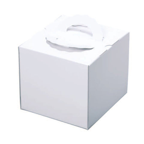 7-1/4 x 7-1/4 x 7" White Cake Box with Handle (178TD5)