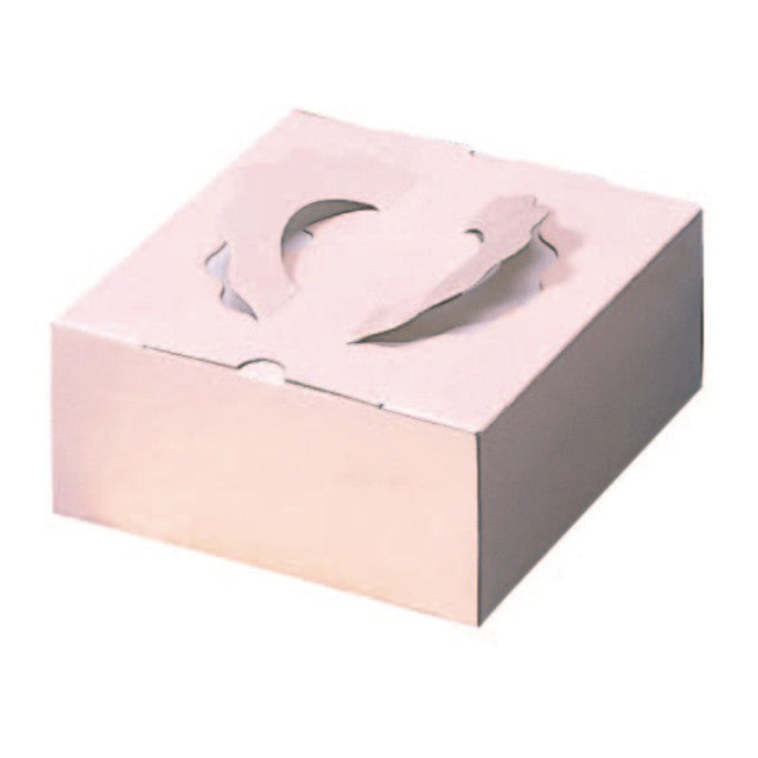 10 x 10 x 3-1/8"  Pink Gateau Box with Handle (80GT7)